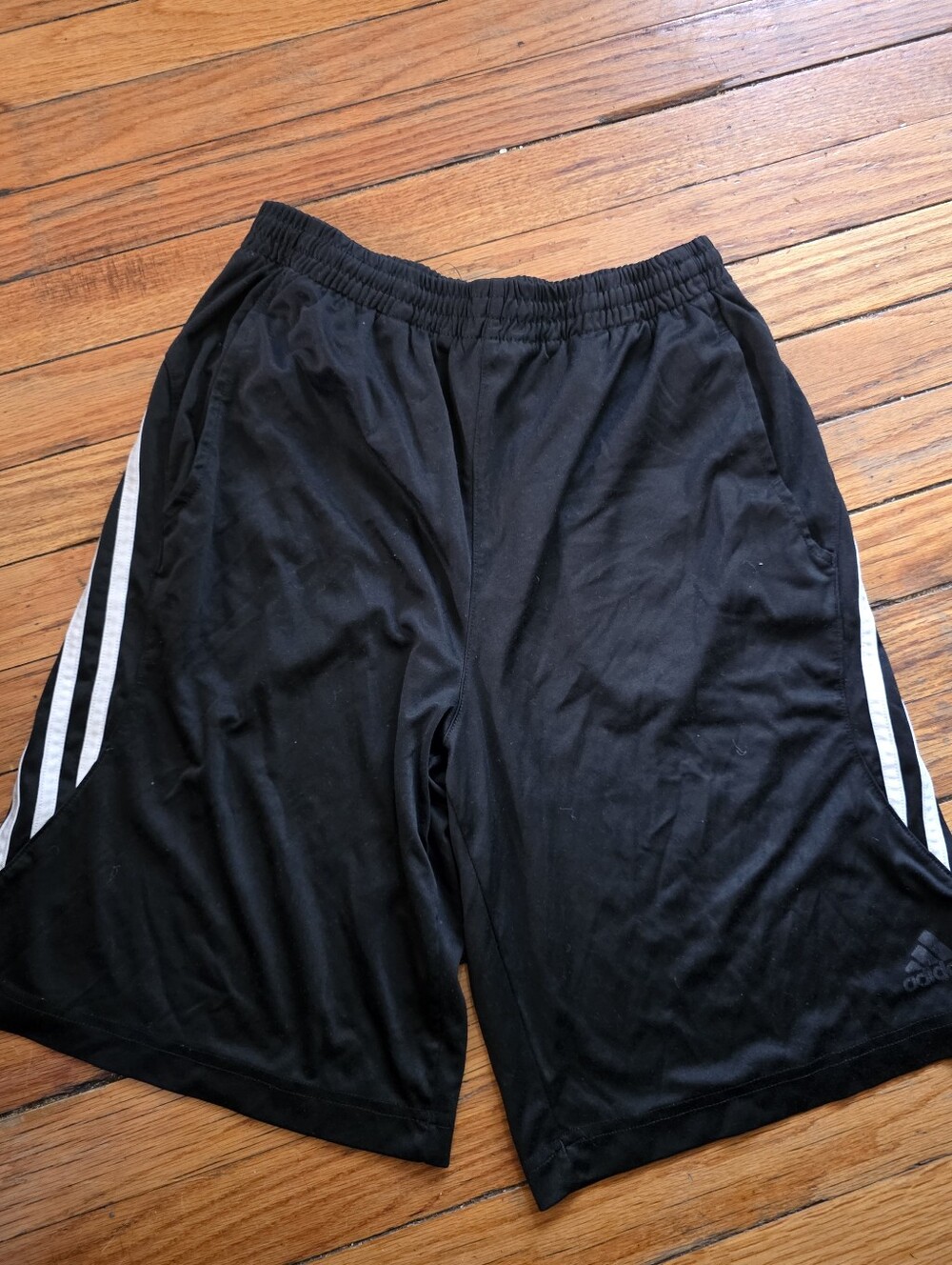 adidas Black Athletic Shorts with White Side Stripes